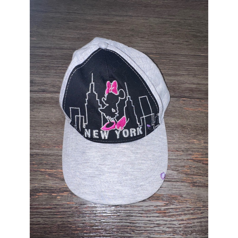 Disney Minnie Mouse New York City Skyline Baseball Cap Grey Pink OSFM